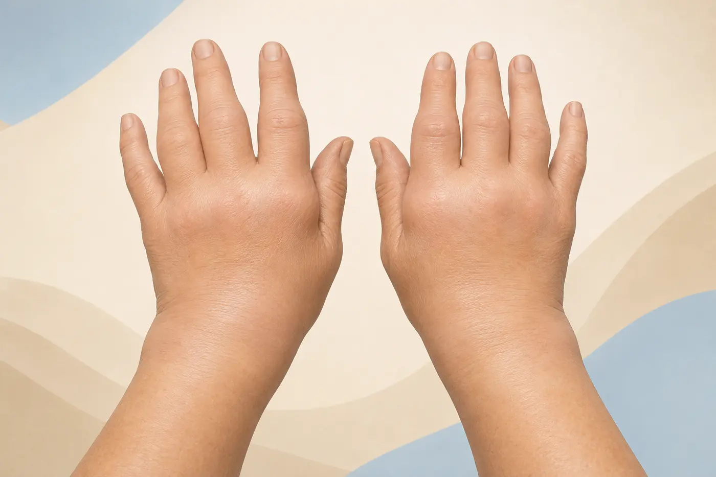 Manos y muñecas con aumento de volumen por artritis reumatoide
